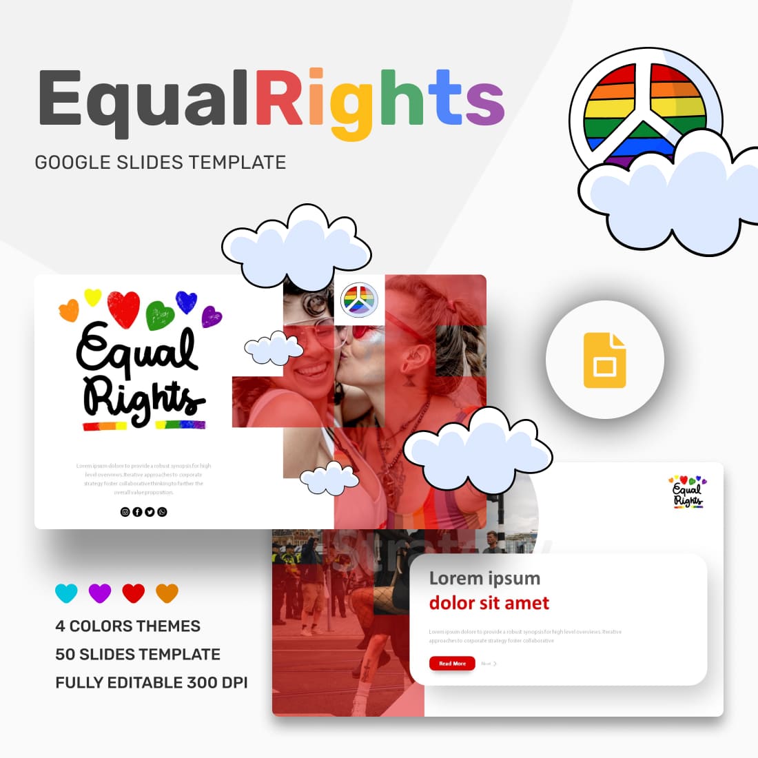 Equal Rights Google Slides Theme cover.