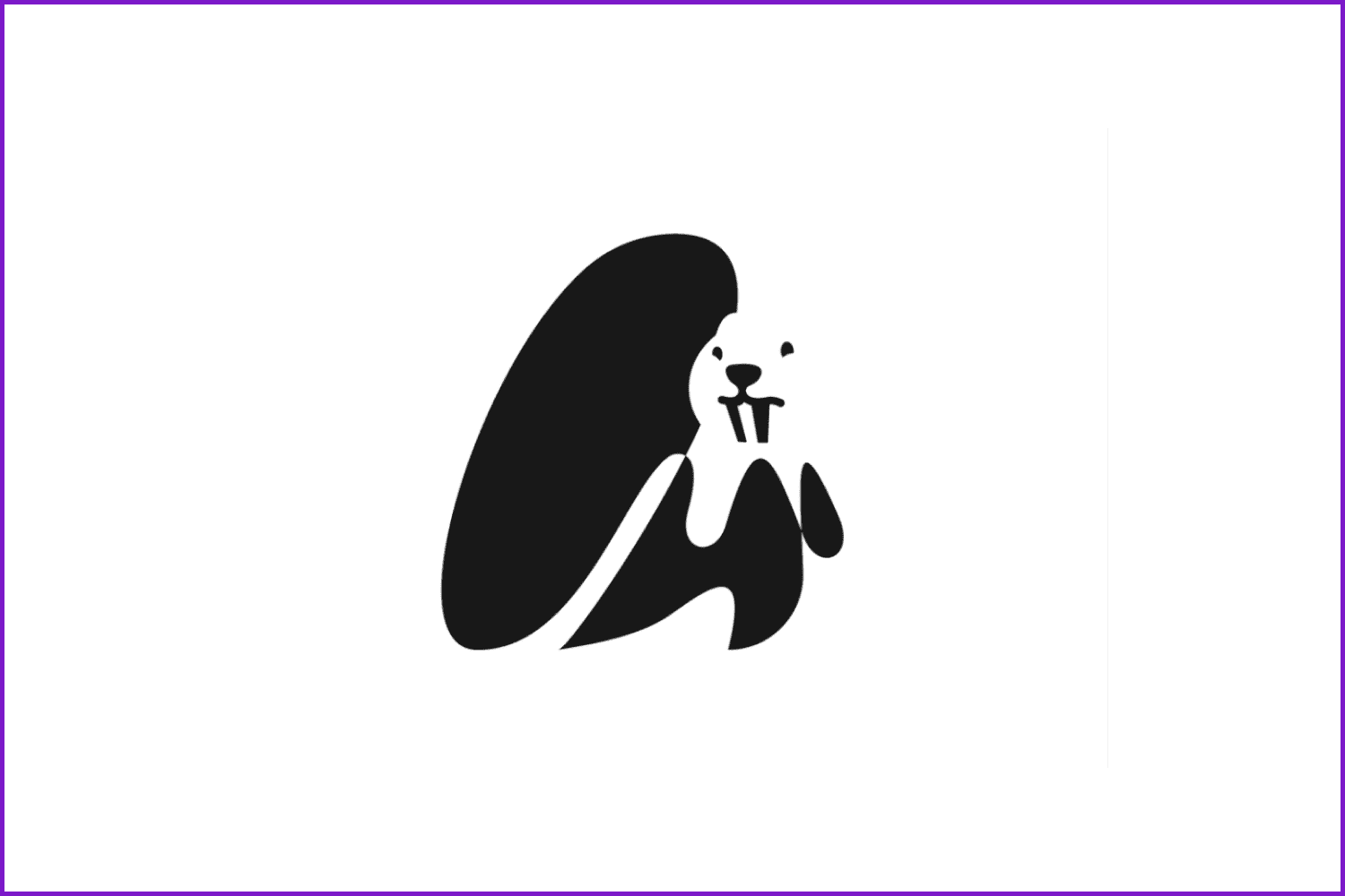 Black and white silhouette of a beaver on a white background.