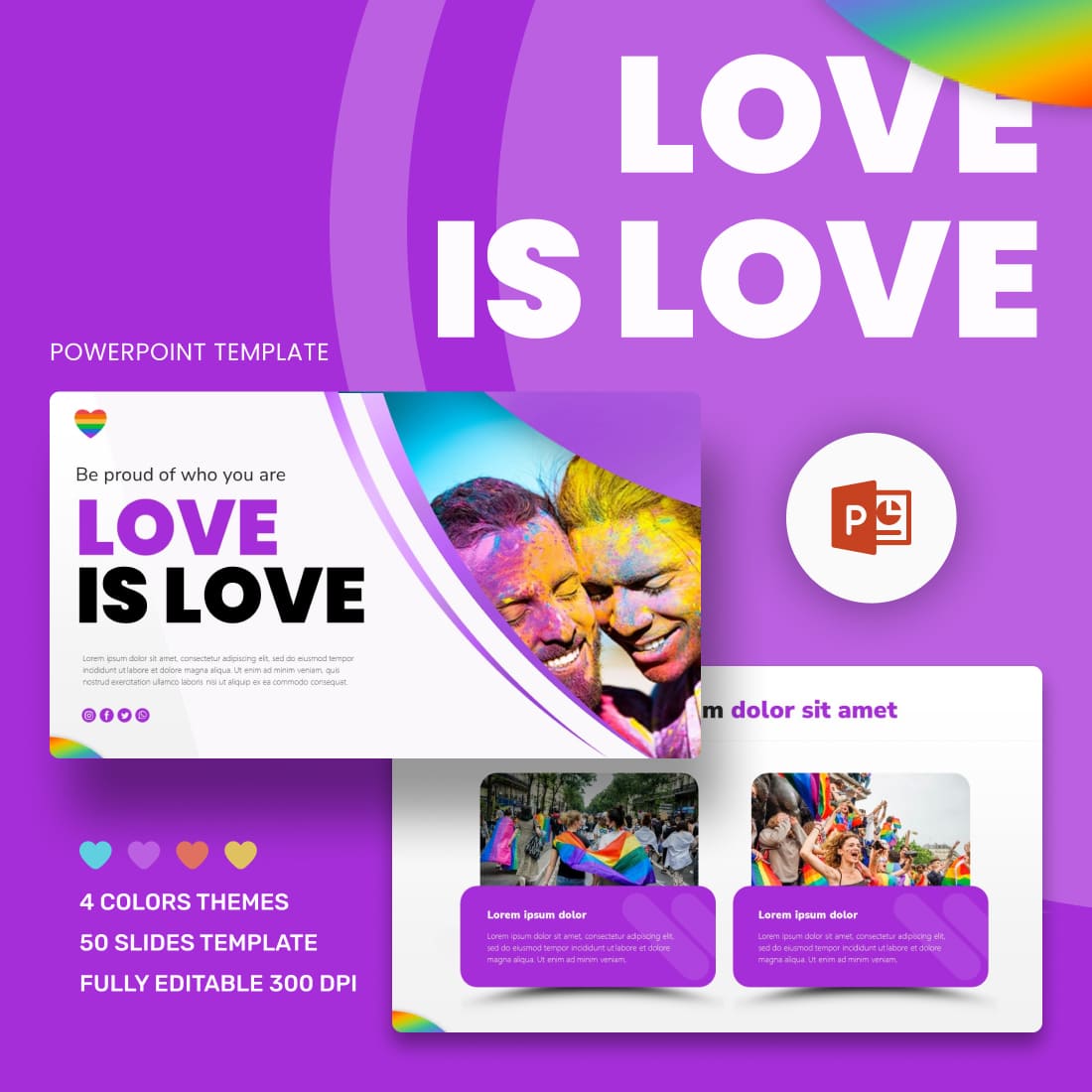 Love is Love LGBT PowerPoint Template.