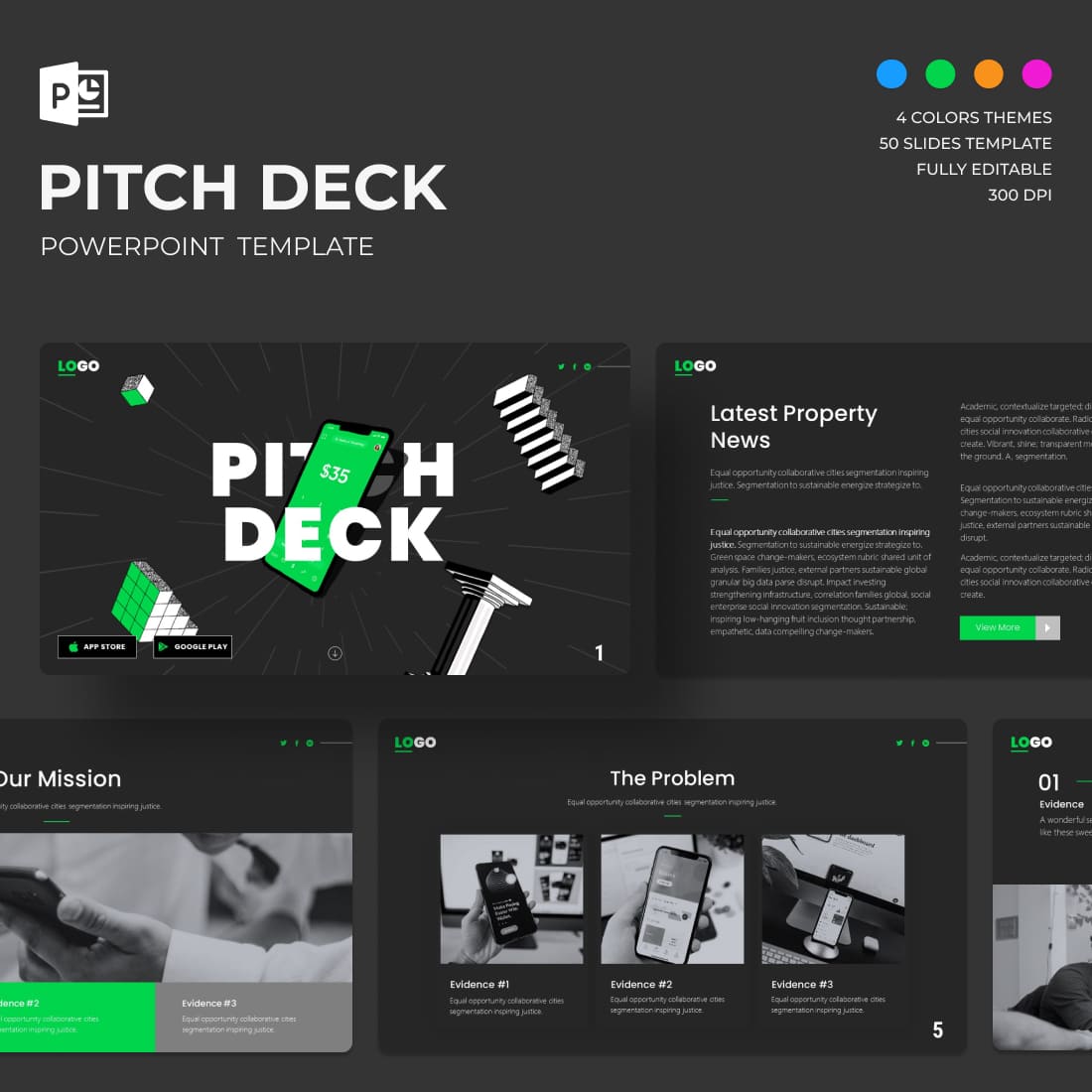 Mobile App Pitch Deck Powerpoint Template.