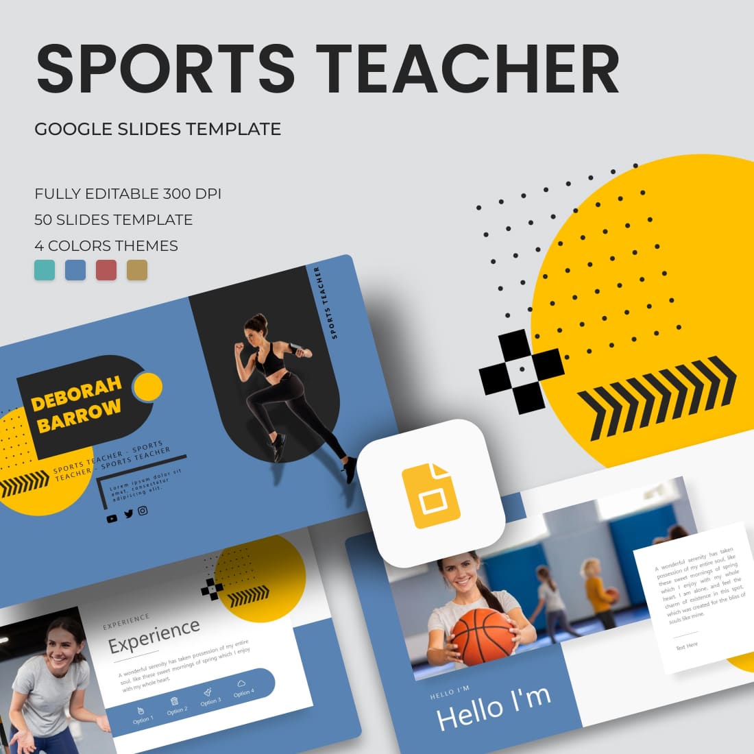 Sport Teacher Google Slides Theme.