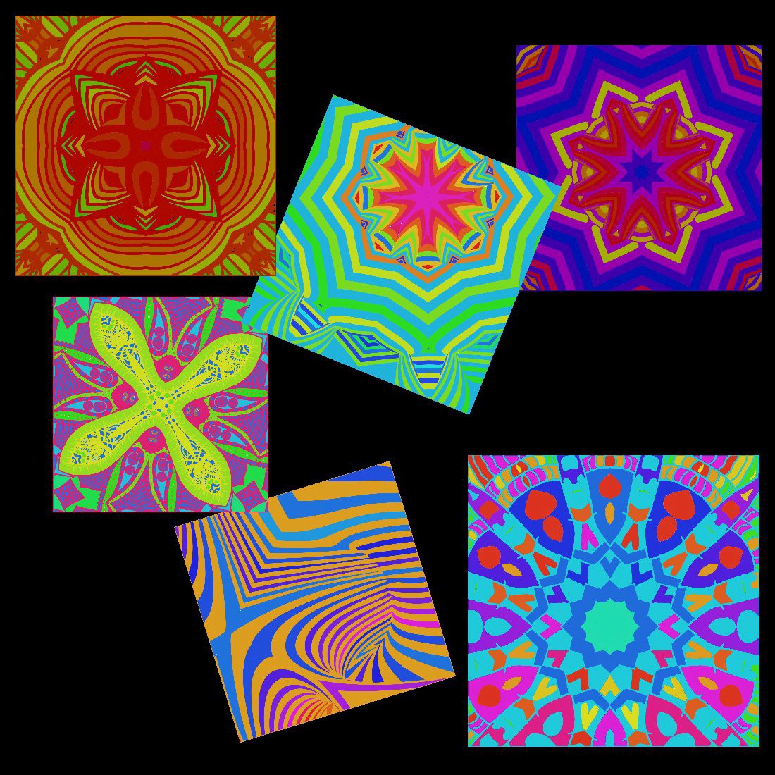 Vibrant Mandala Digital Papers Preview Image.