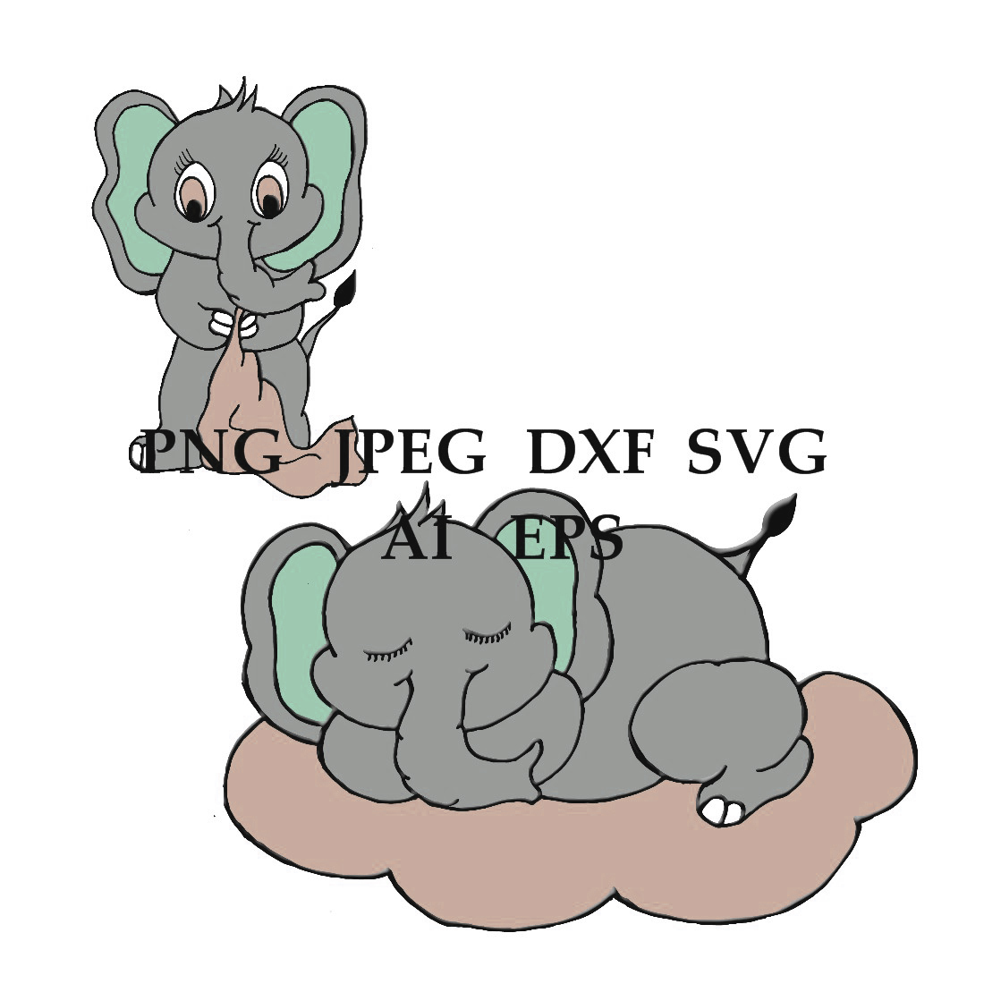 Cute Chalky Elephant SVG Cutout Bundle Of 6 Preview Image.