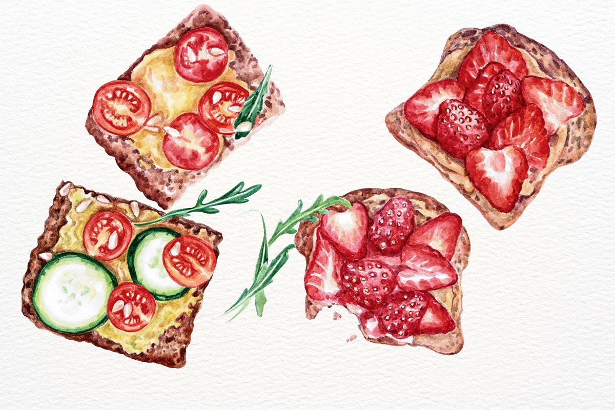 Tomato & strawberries sandwiches.