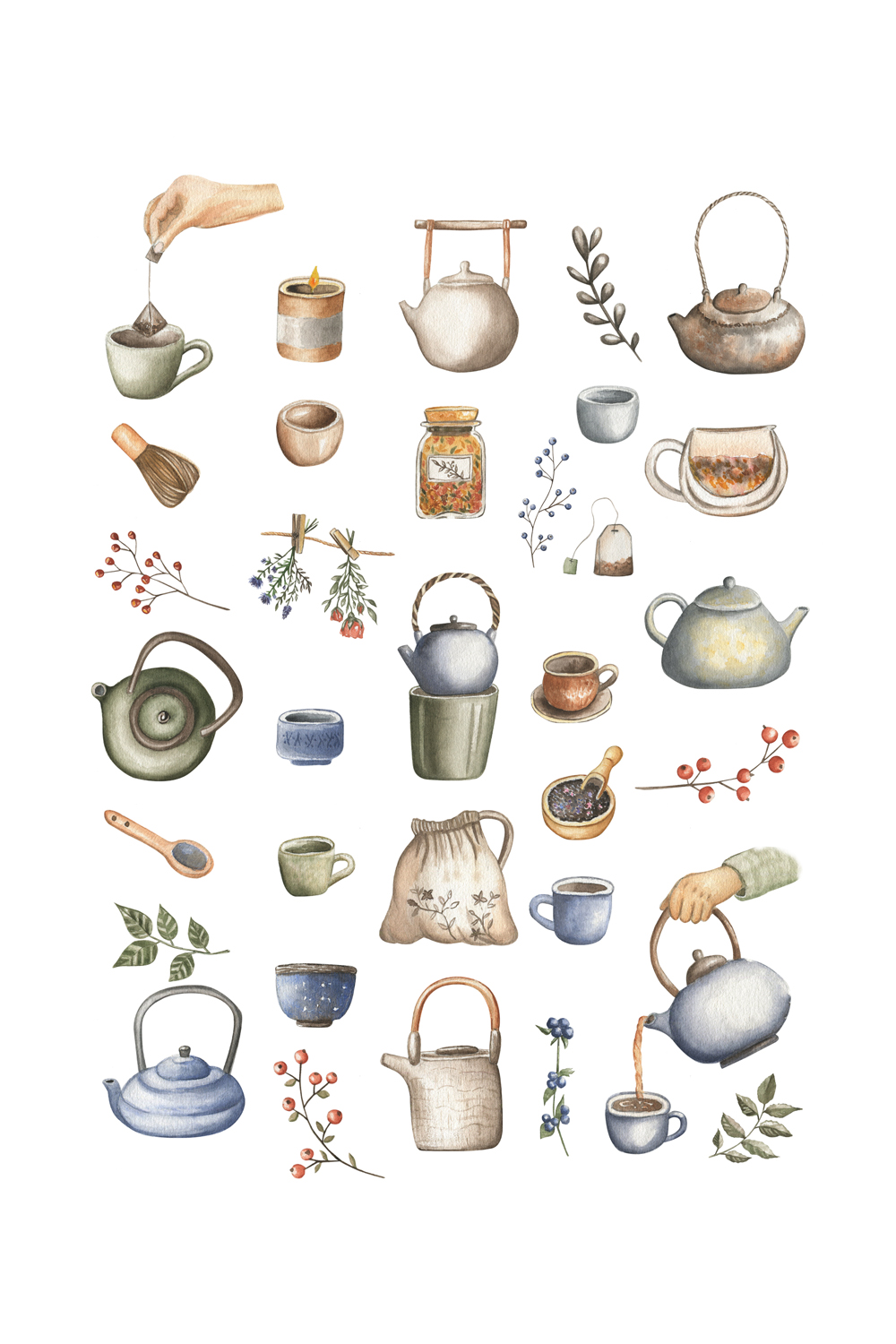 Tea Lovers Watercolor Collection pinterest.