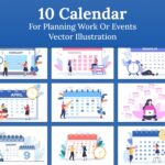 Calendar for Planning Work or Events Vector Illustration.