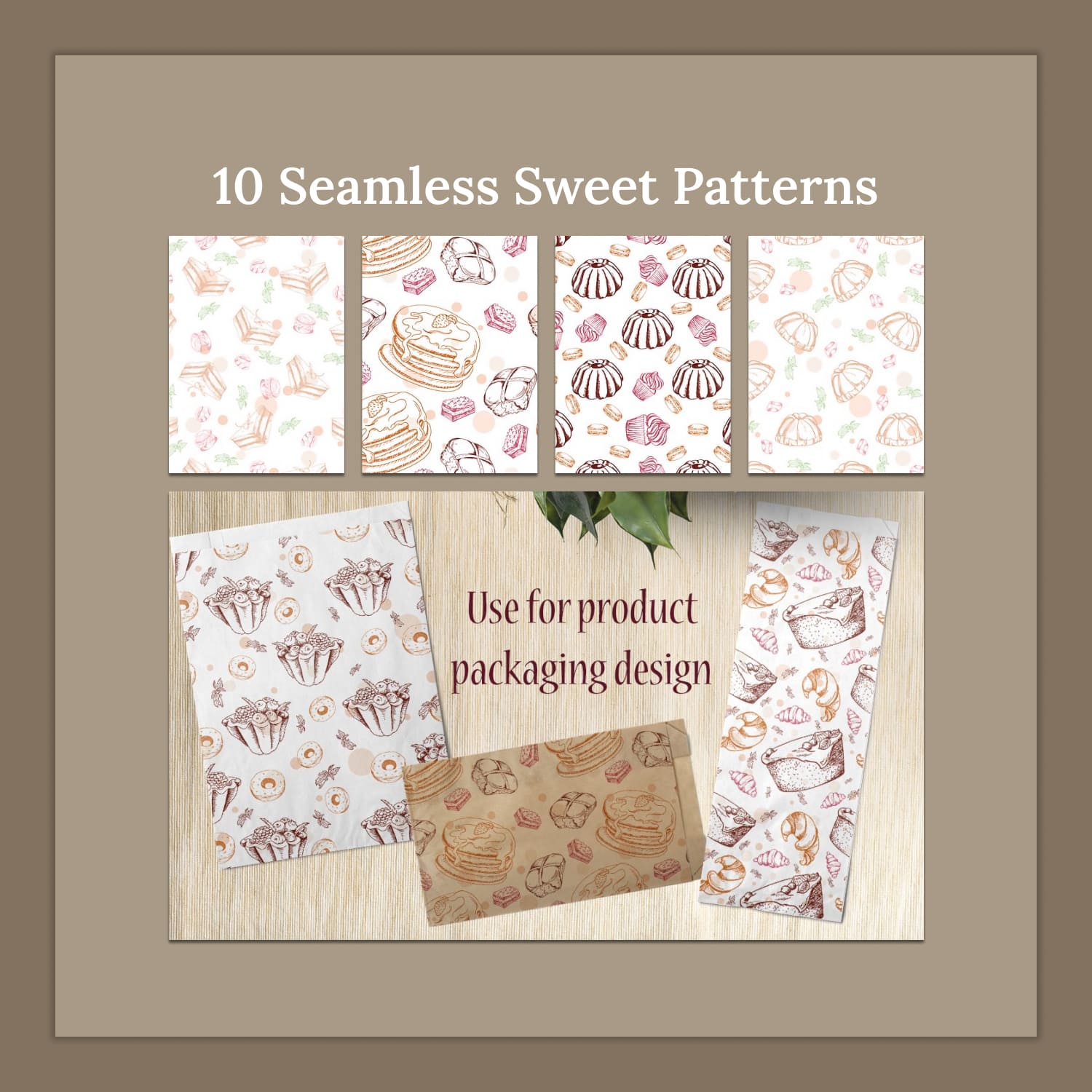 10 seamless sweet patterns - main image preview.