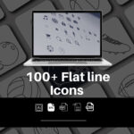 100 flat line icons cover image.