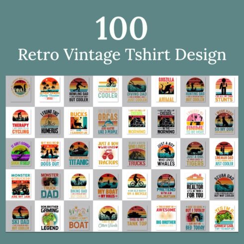 100 retro vintage tshirt design.