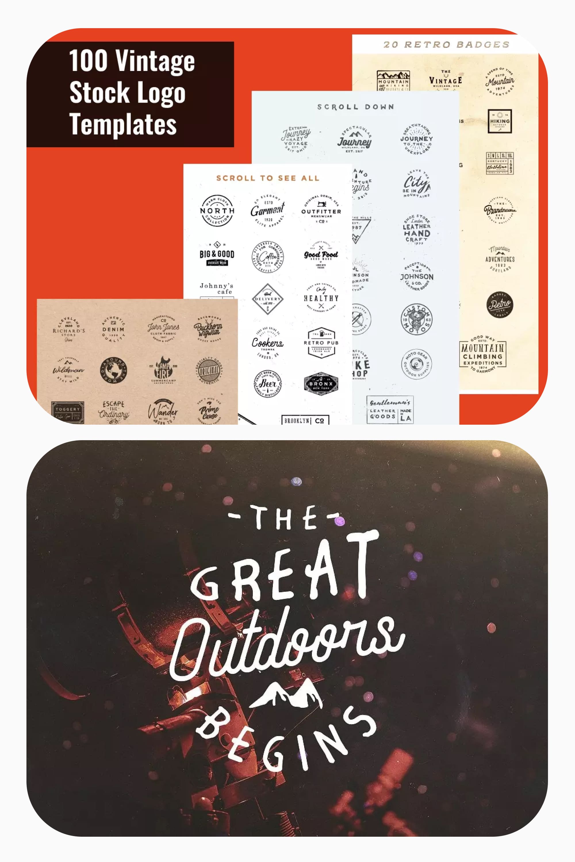 Collage of logos in vintage style.