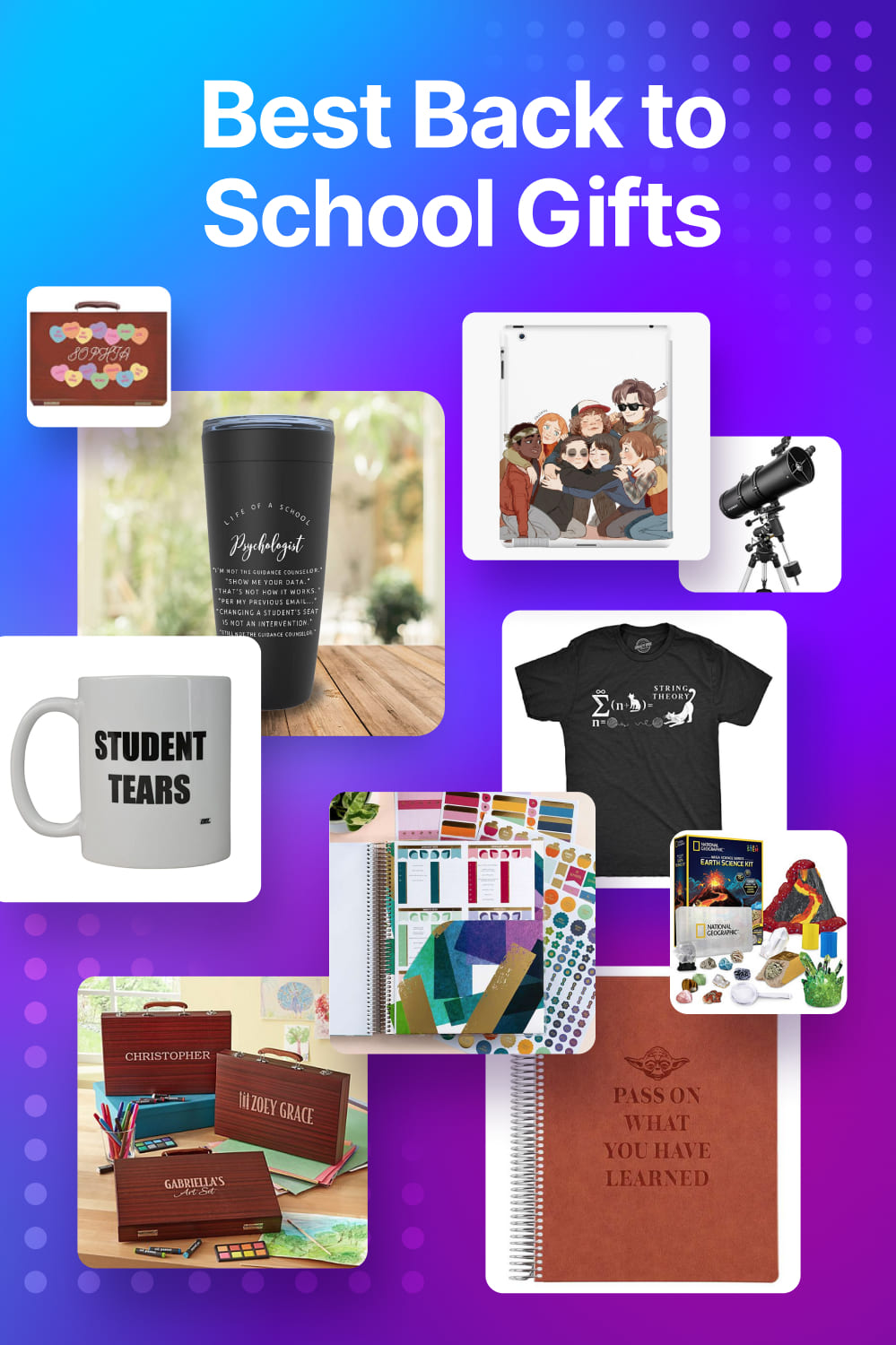 Best back to school gifts. Pinterest collage.