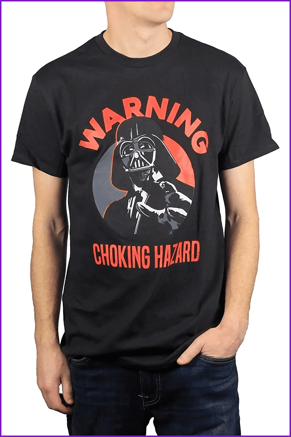 Star Wars Darth Vader Choking Hazard Empire Funny Humor Pun Mens Adult Tee Graphic T-Shirt for Men Tshirt Clothing Apparel.
