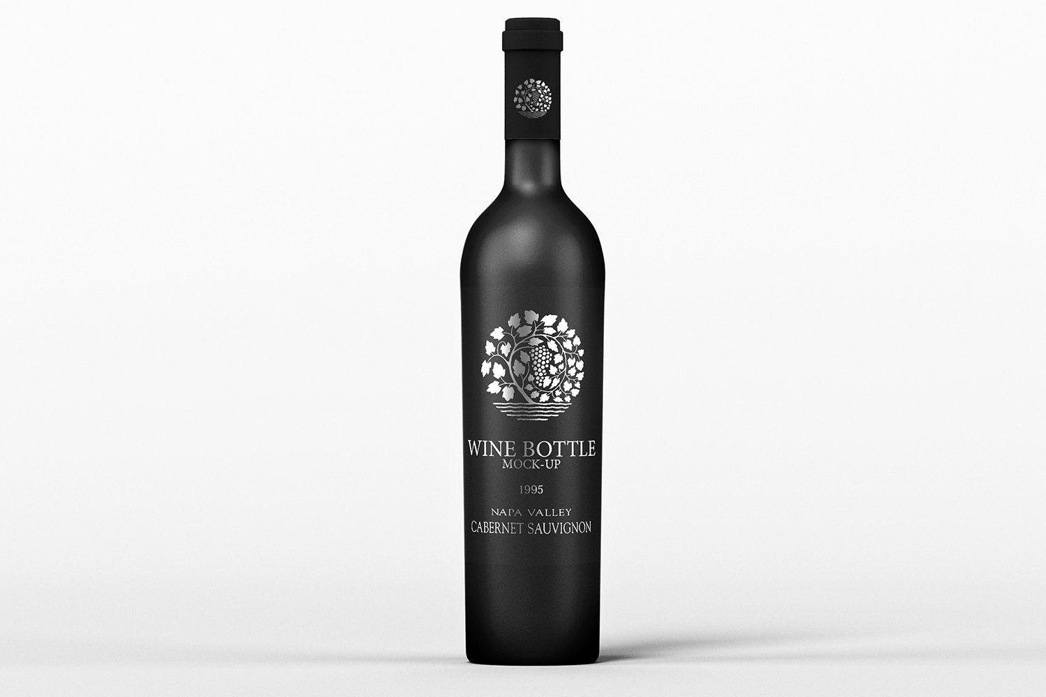 Black matte bottle with white flower label.