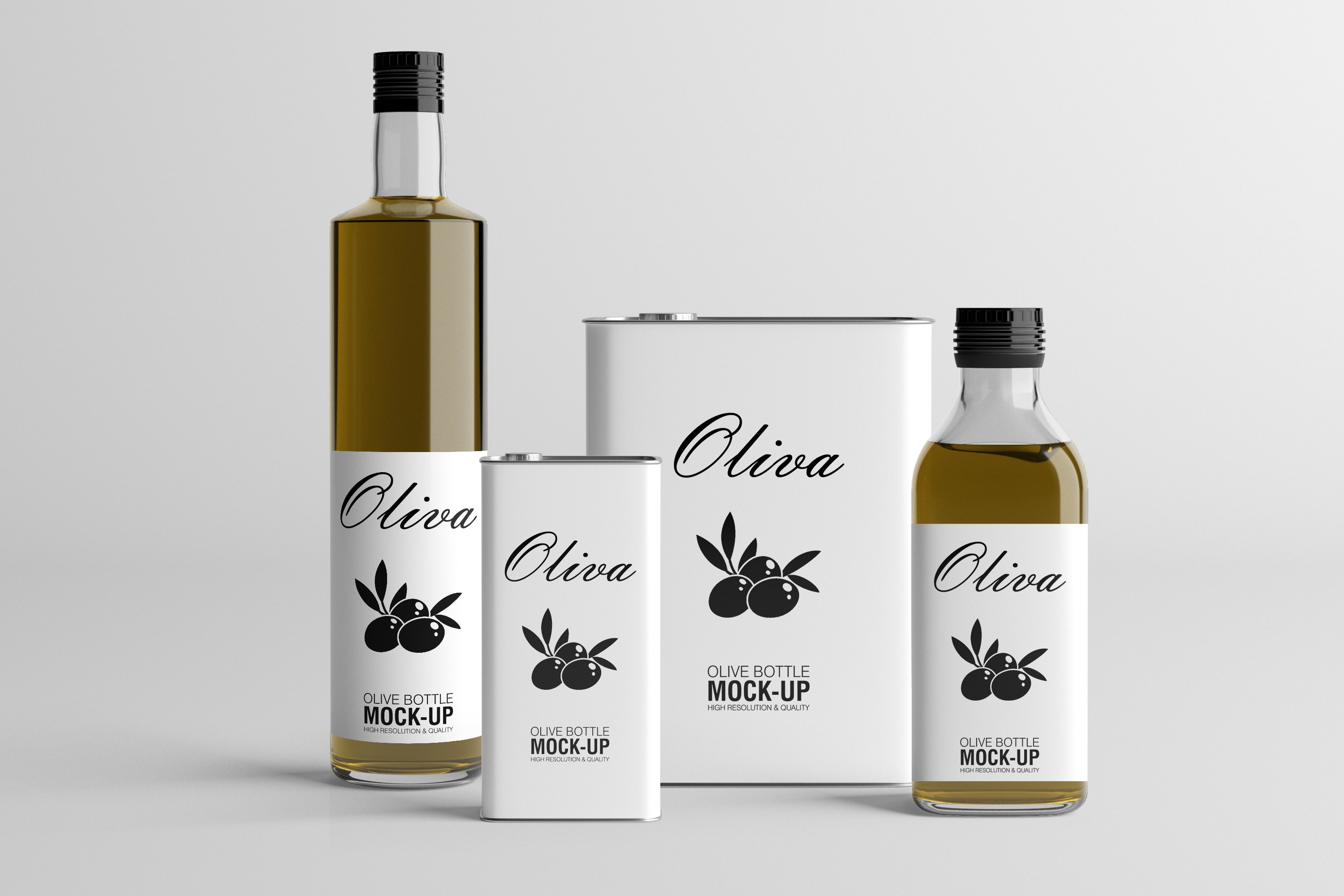 White label with olives.