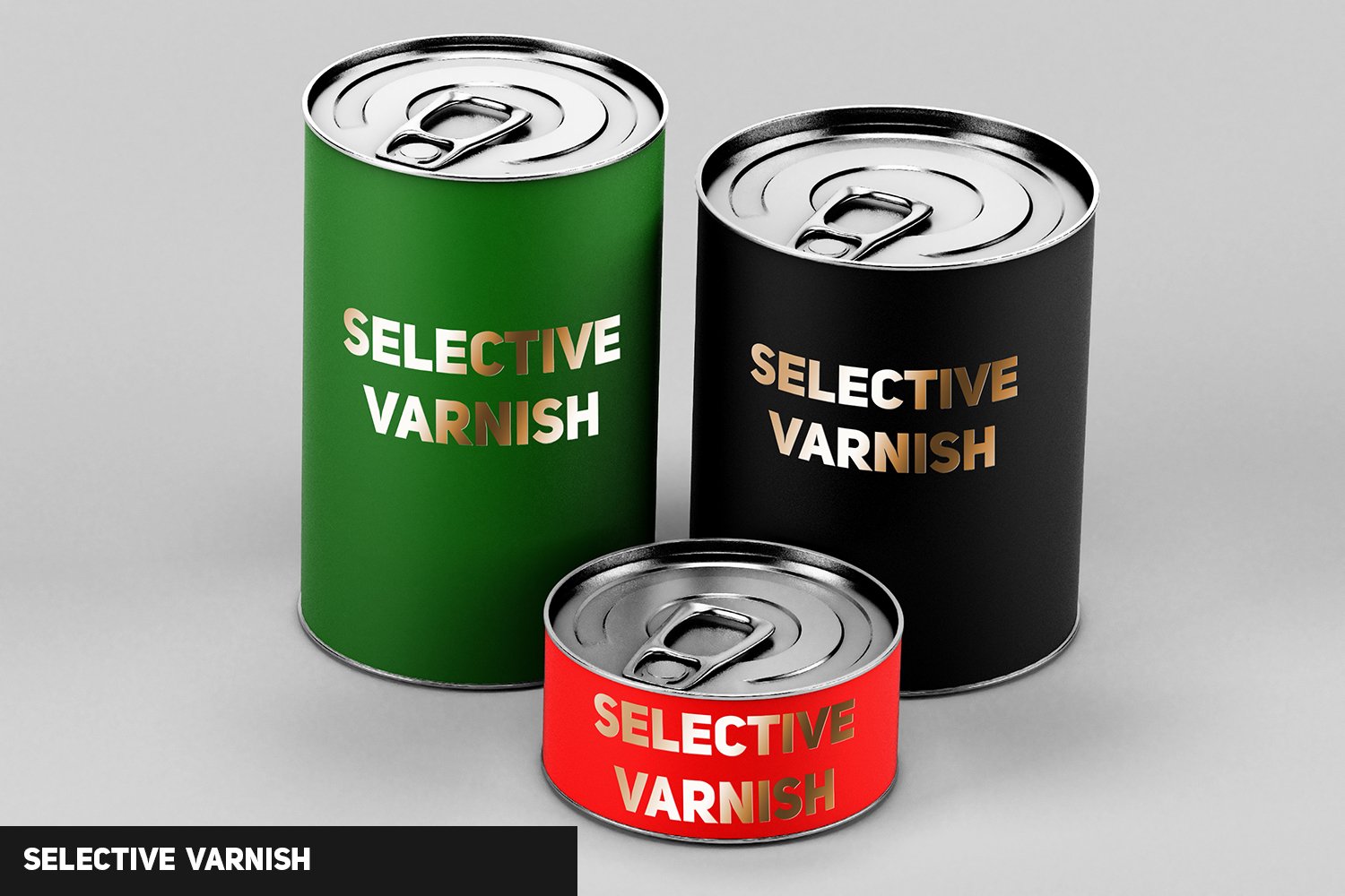 Three cans in different colors with silver logo.