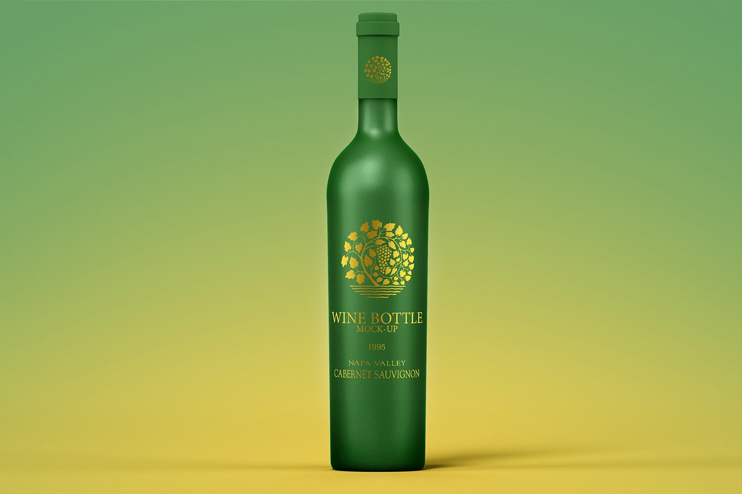 Cool green matte bottle with gold flower label.