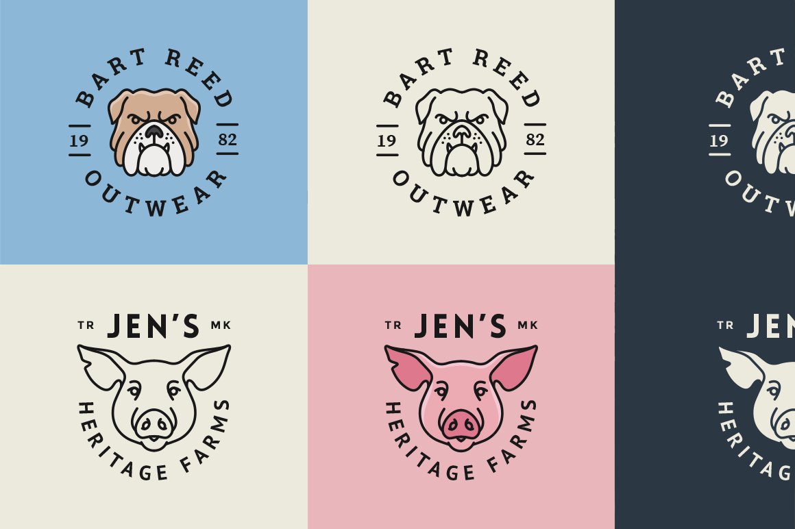 Pigs and dogs for high quality logo.