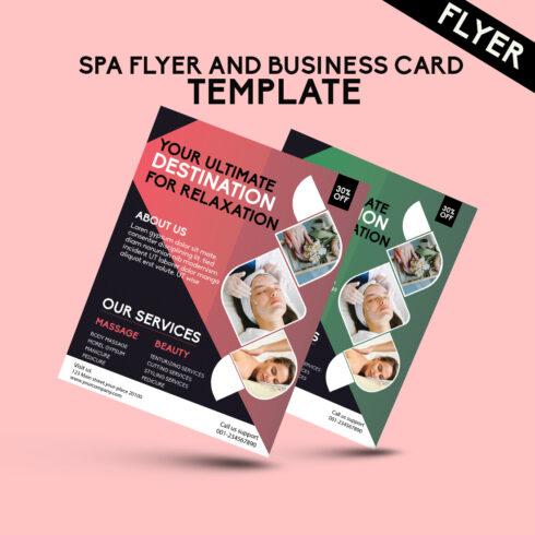 Spa Flyer and Business Card Template cover image.