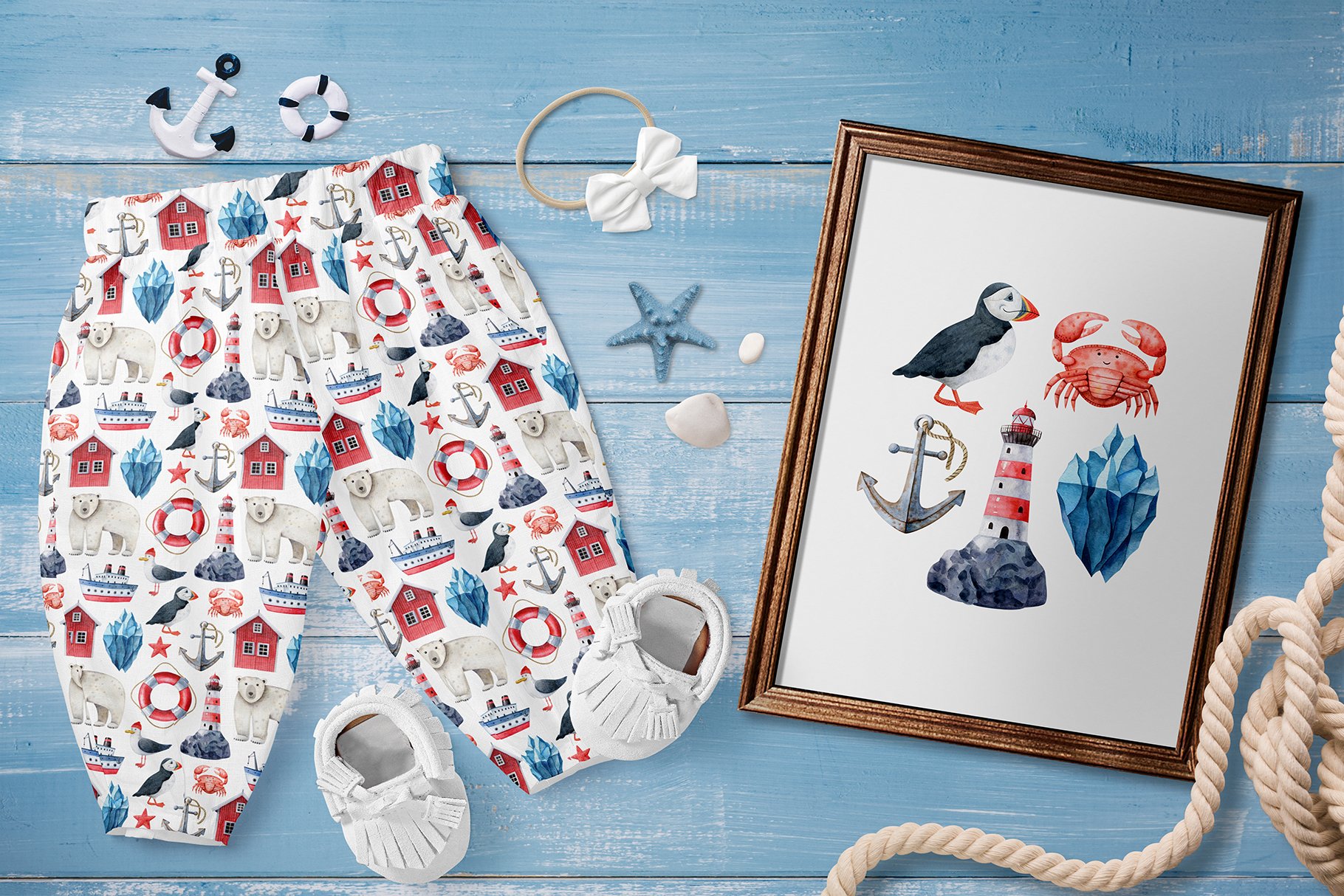 Cute ready products with northern sea animals.