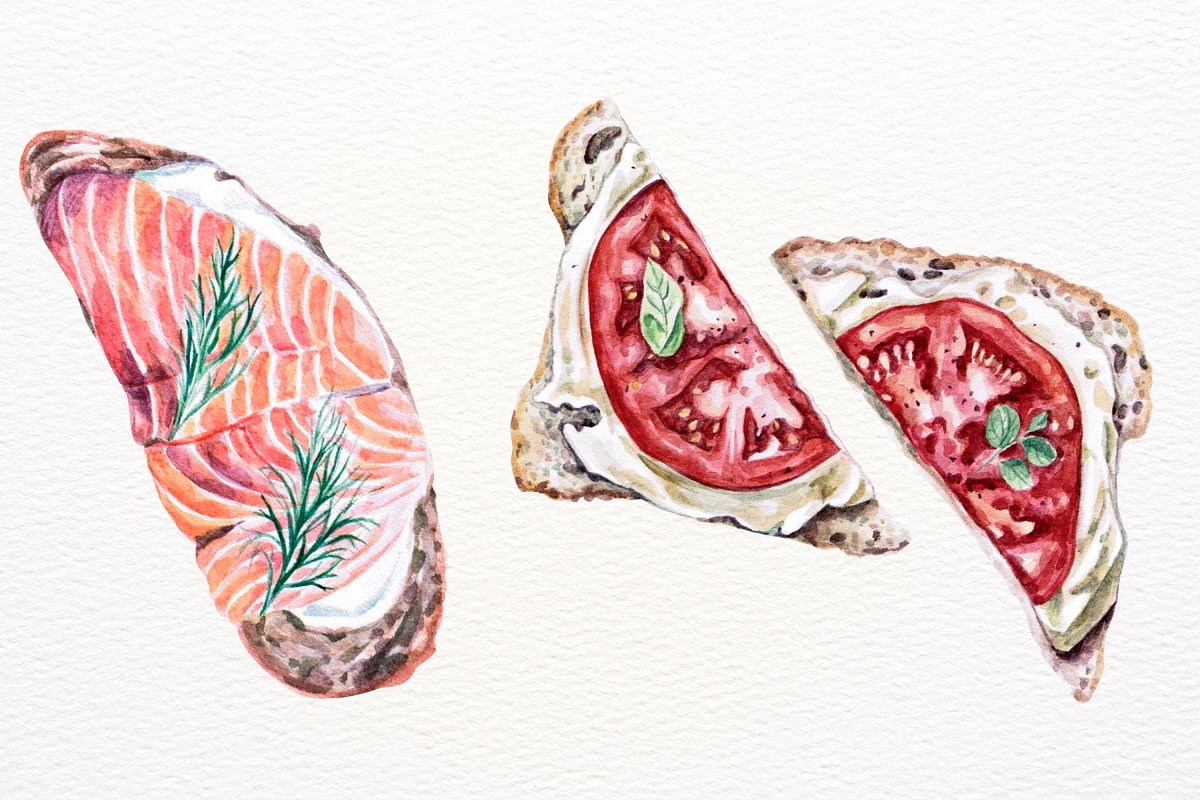 Salmon & tomato sandwiches.