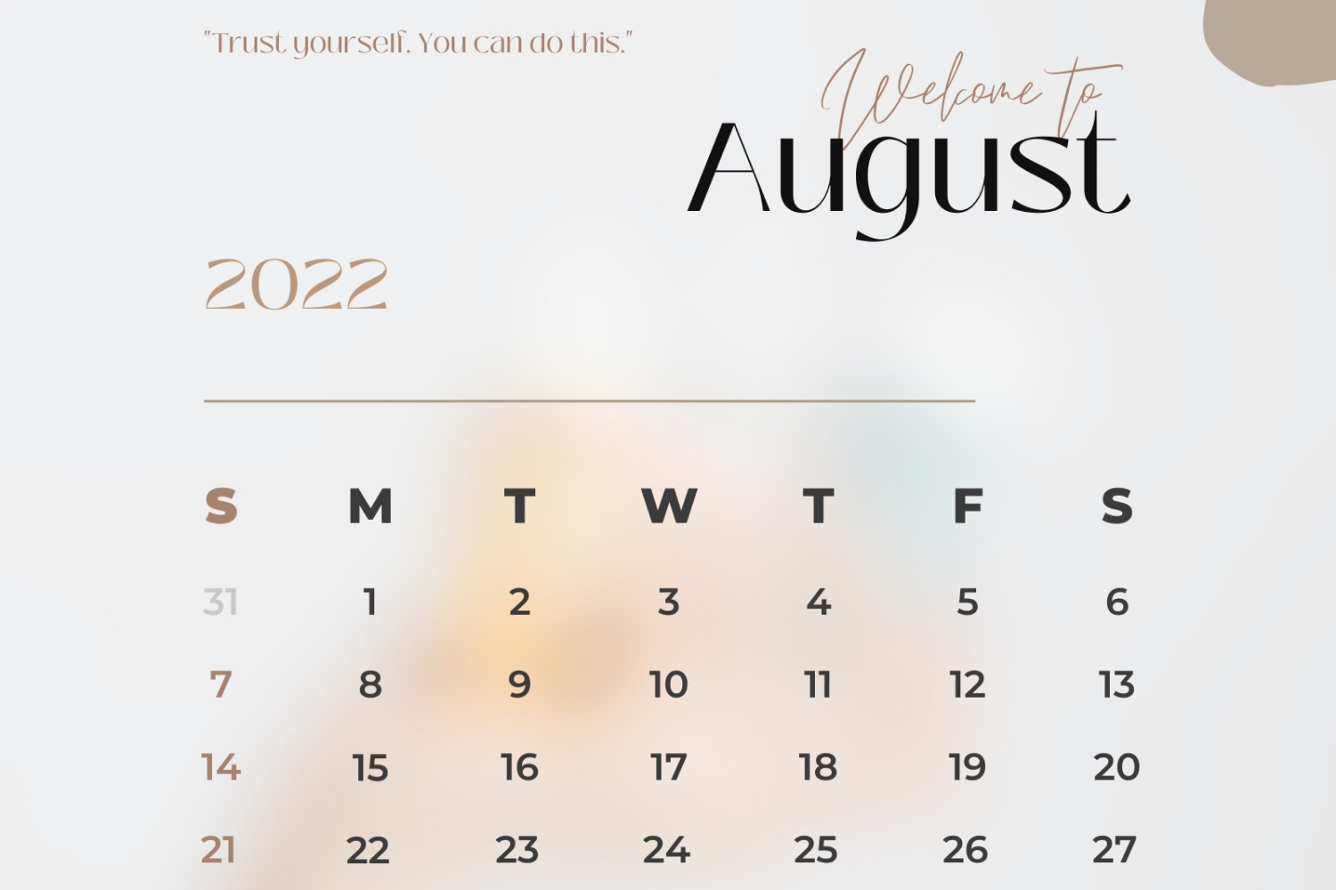 Calendar in a minimalist style on a beige-brown background.