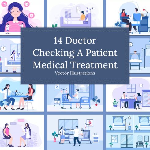 Doctor Checking a Patient Medical Treatment Vector Illustrations.