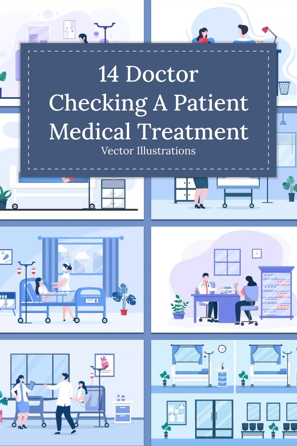 14 doctor checking a patient medical treatment vector illustrations 03
