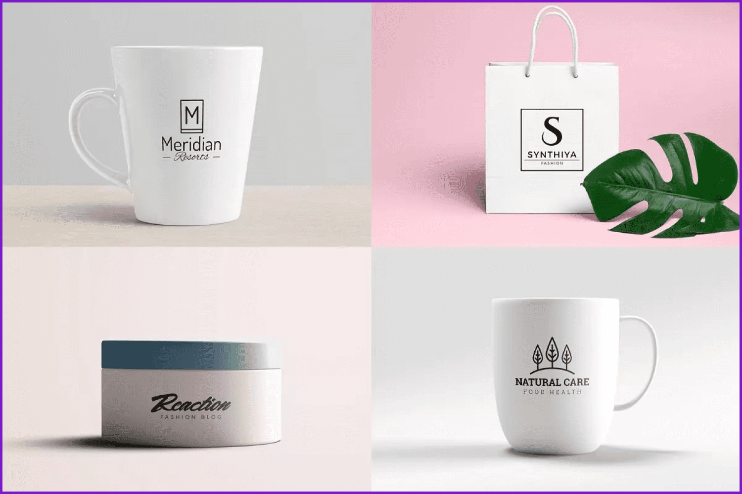 Collage of photos of items with company logos.