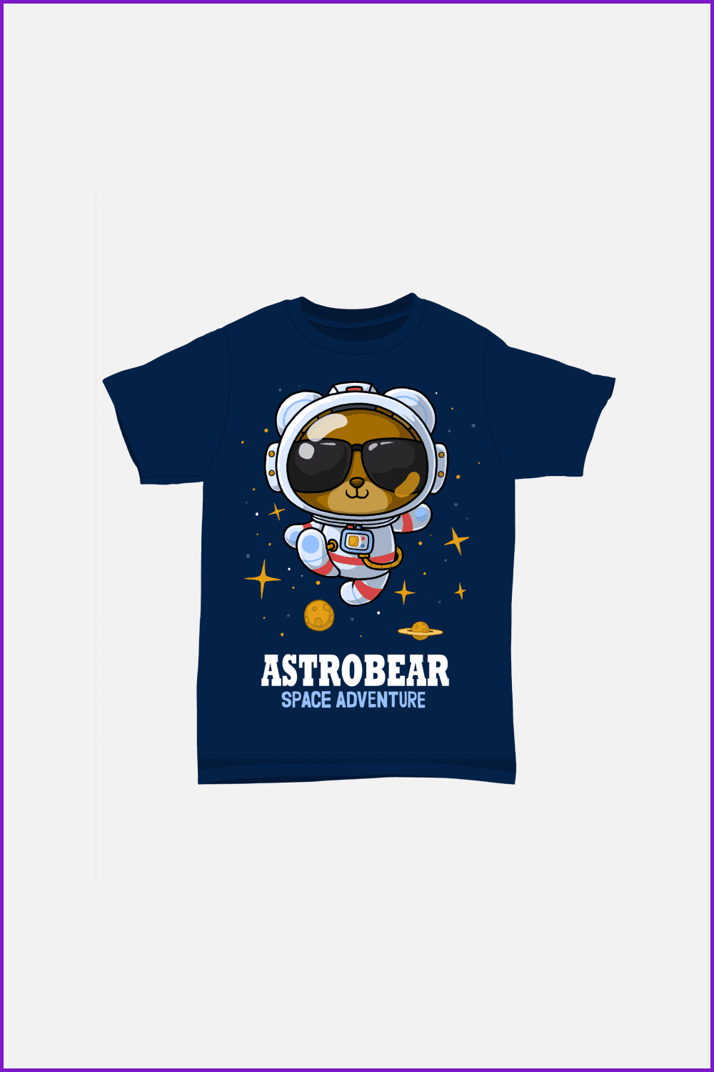 Bear astronaut cartoon with T-shirt design. Premium Vector.