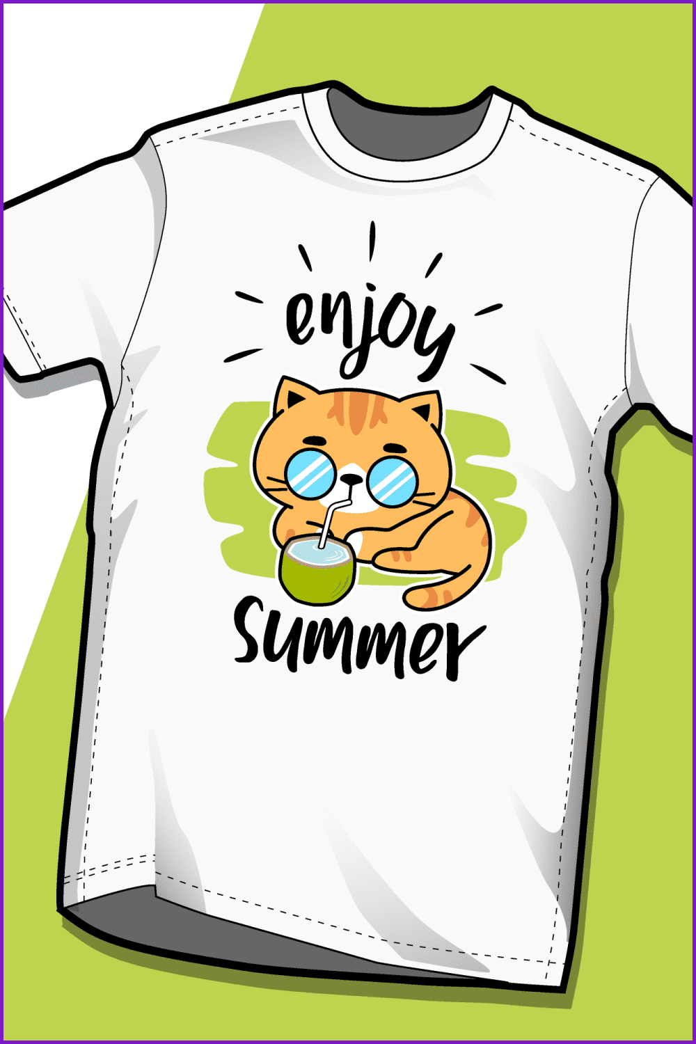 Summer cats Tshirt template designs Premium Vector.