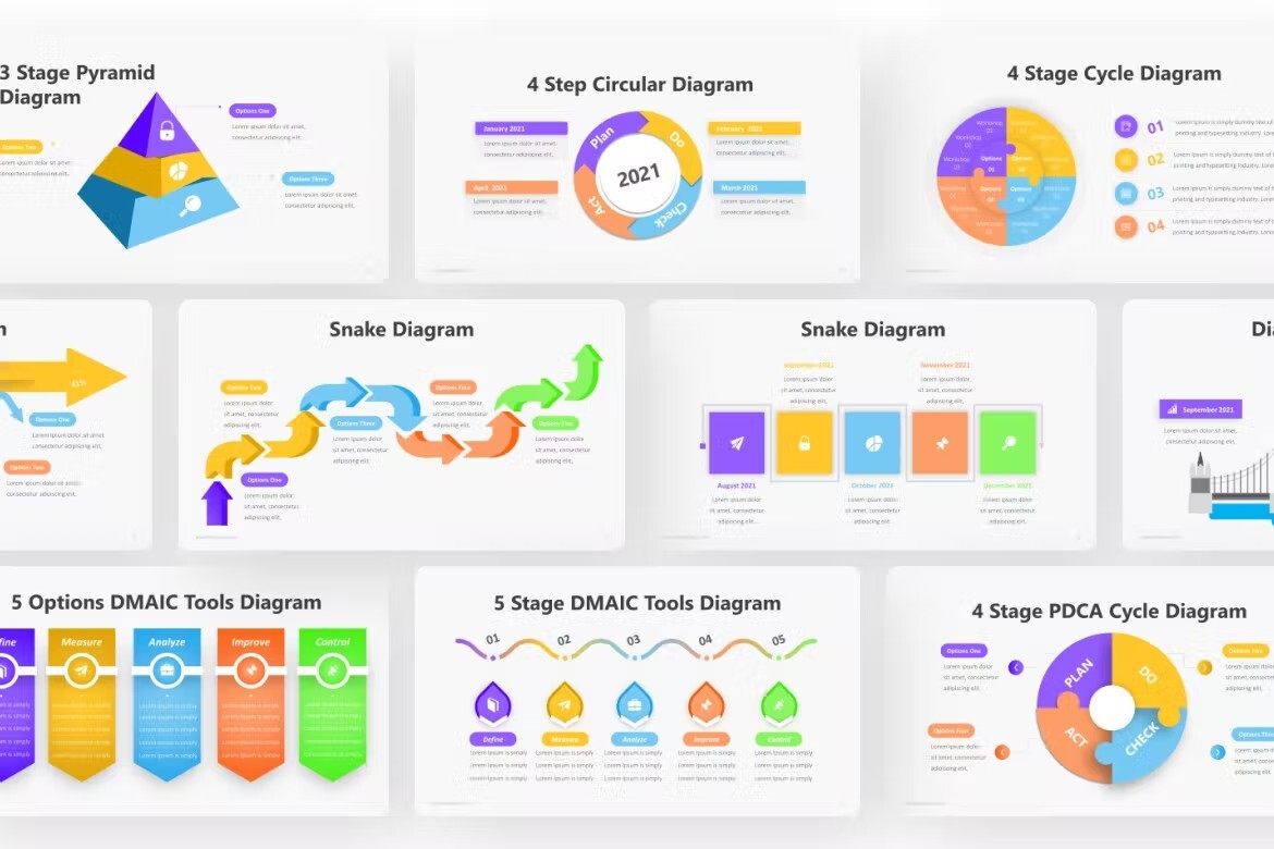 So colorful infographics on a light background.