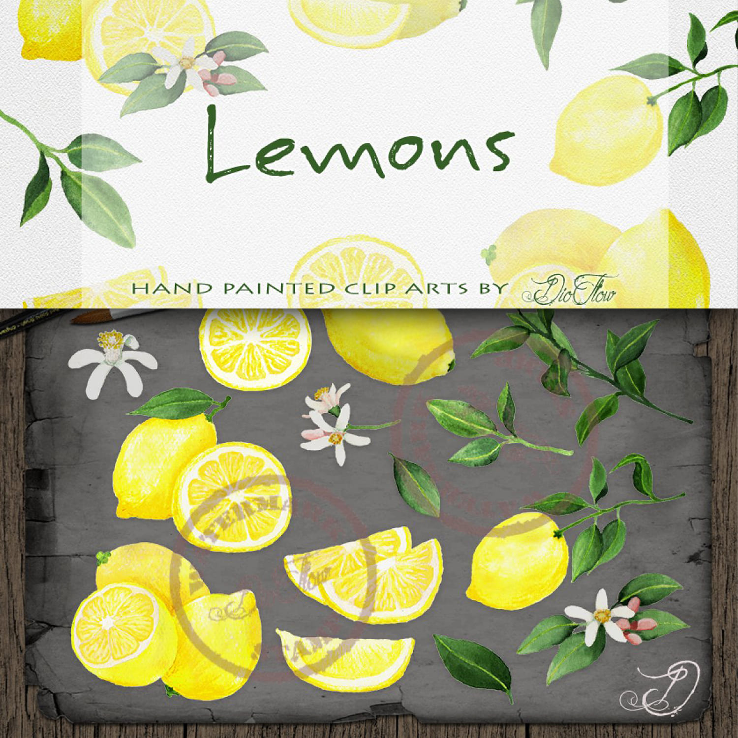 Lemon Watercolor Clipart cover.