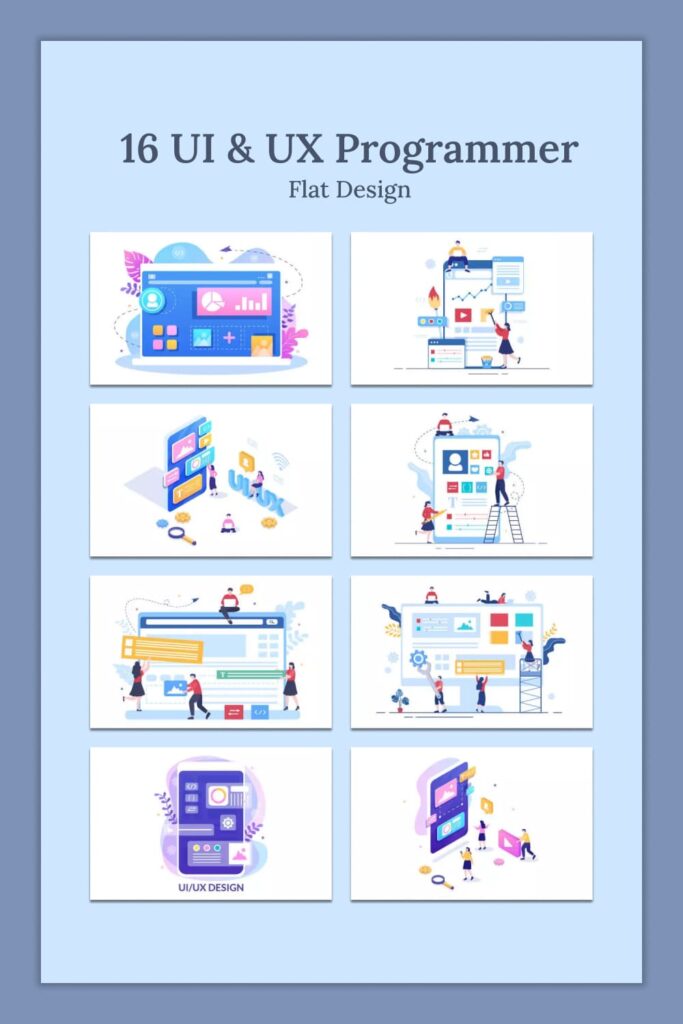 16 UI & UX Programmer Flat Design – MasterBundles