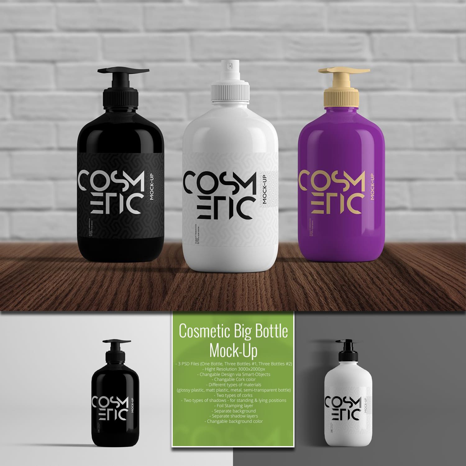 Cosmetic Big Bottle Mock-Up cover.