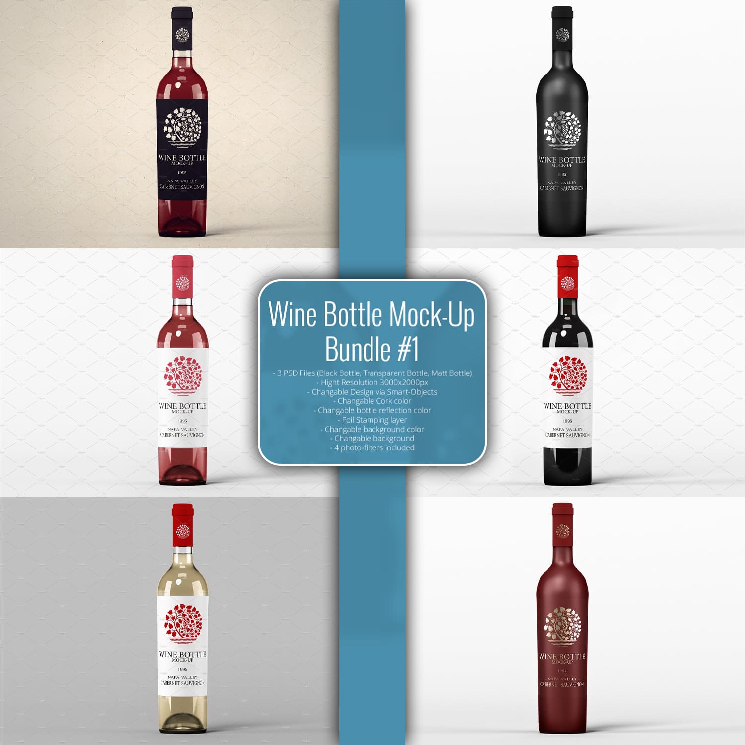 [-33%] Wine Bottle Mock-Up Bundle #1.