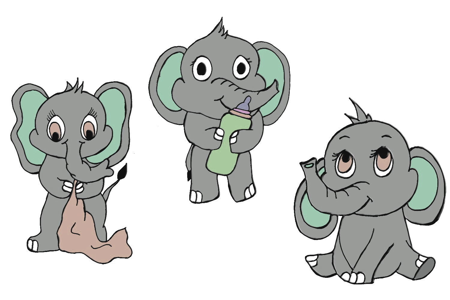 Cute Chalky Elephant SVG Cutout Bundle Of 6 Facebook Image.