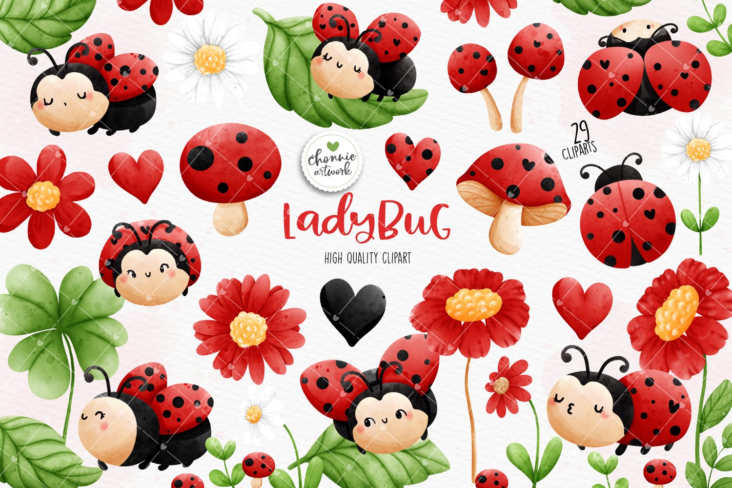 Cover image of Ladybug clipart.
