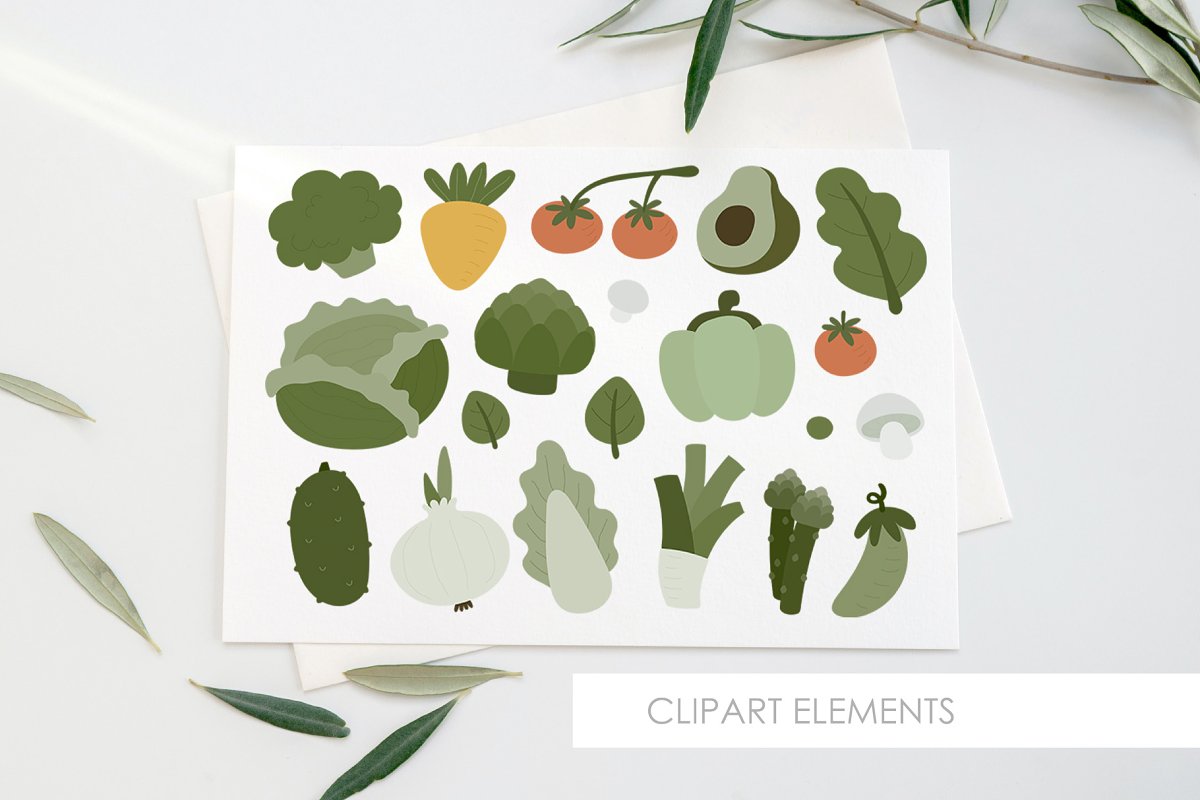 Eco food clipart elements.