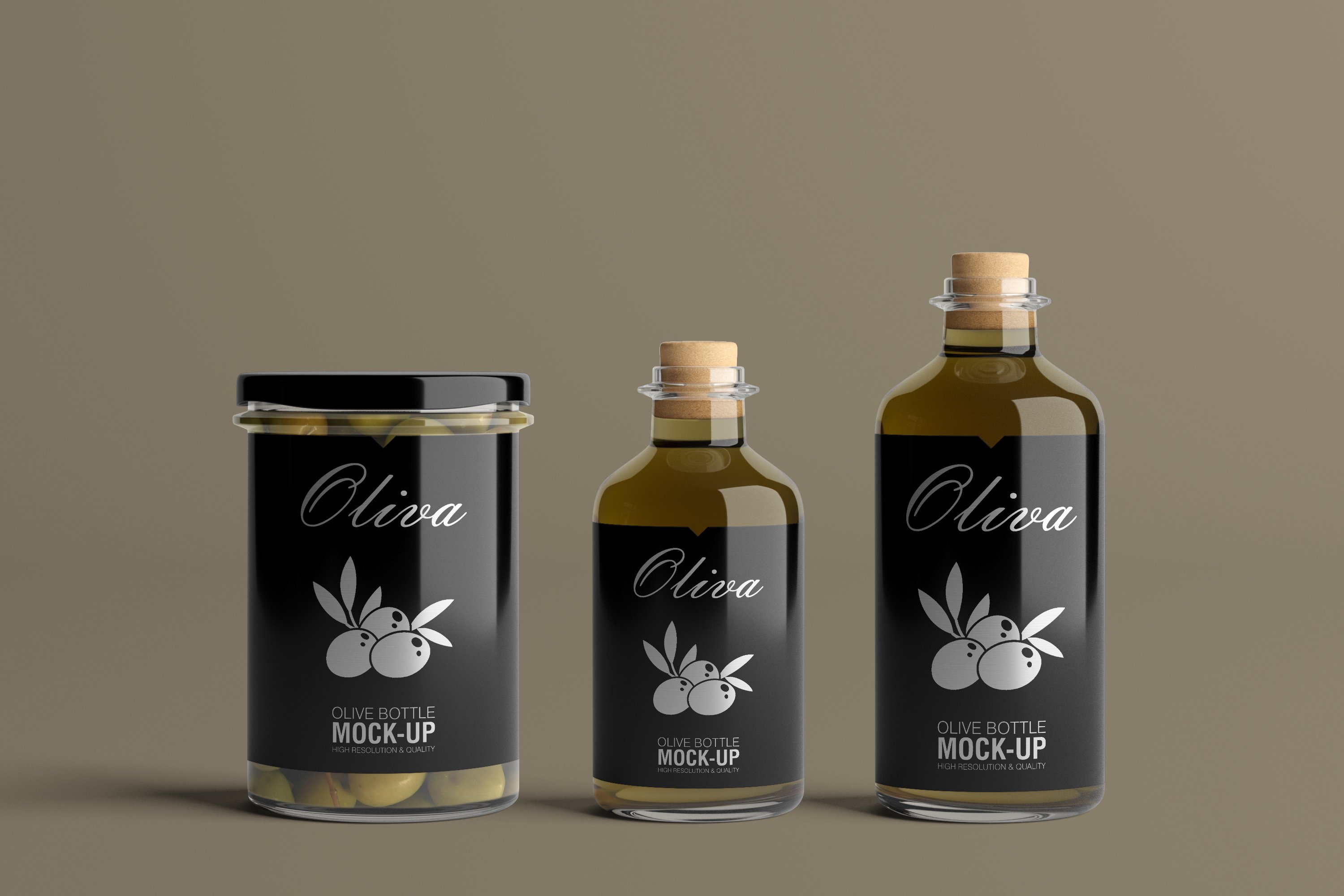 Black labels for olive oil.