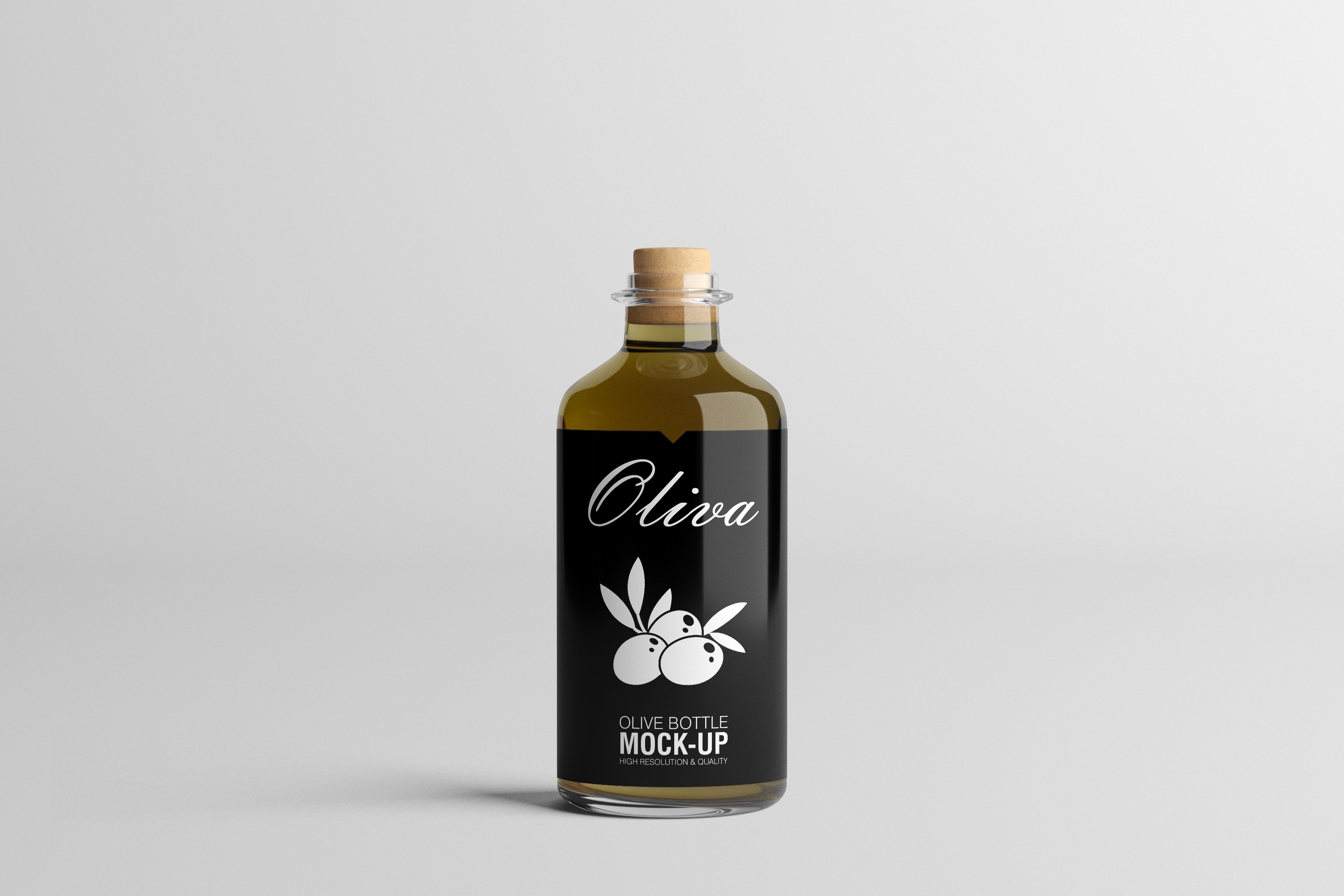 Black olive label with white logo.