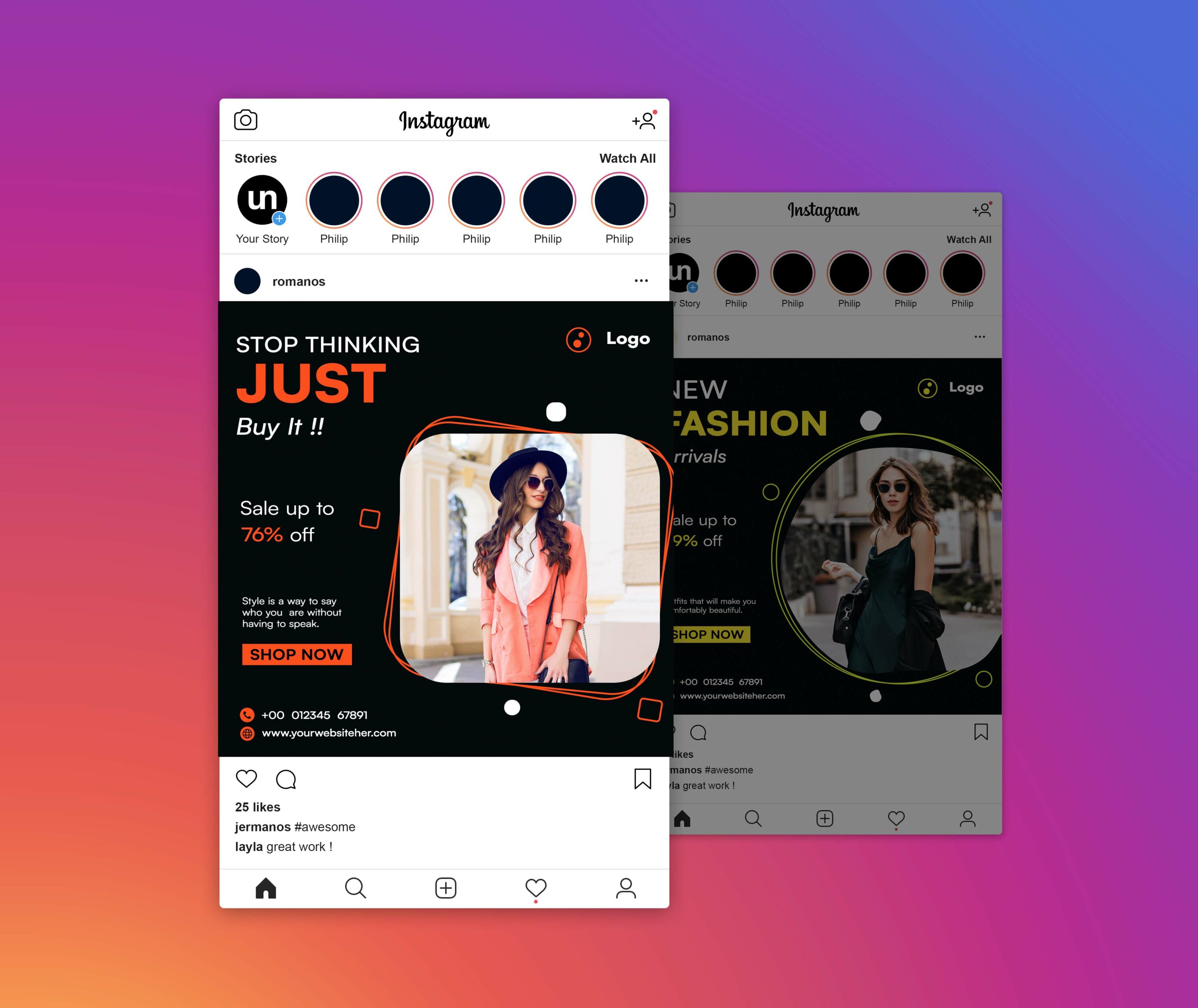 Fashion And Trend Social Media Post Design Templates Instagram Post Example.