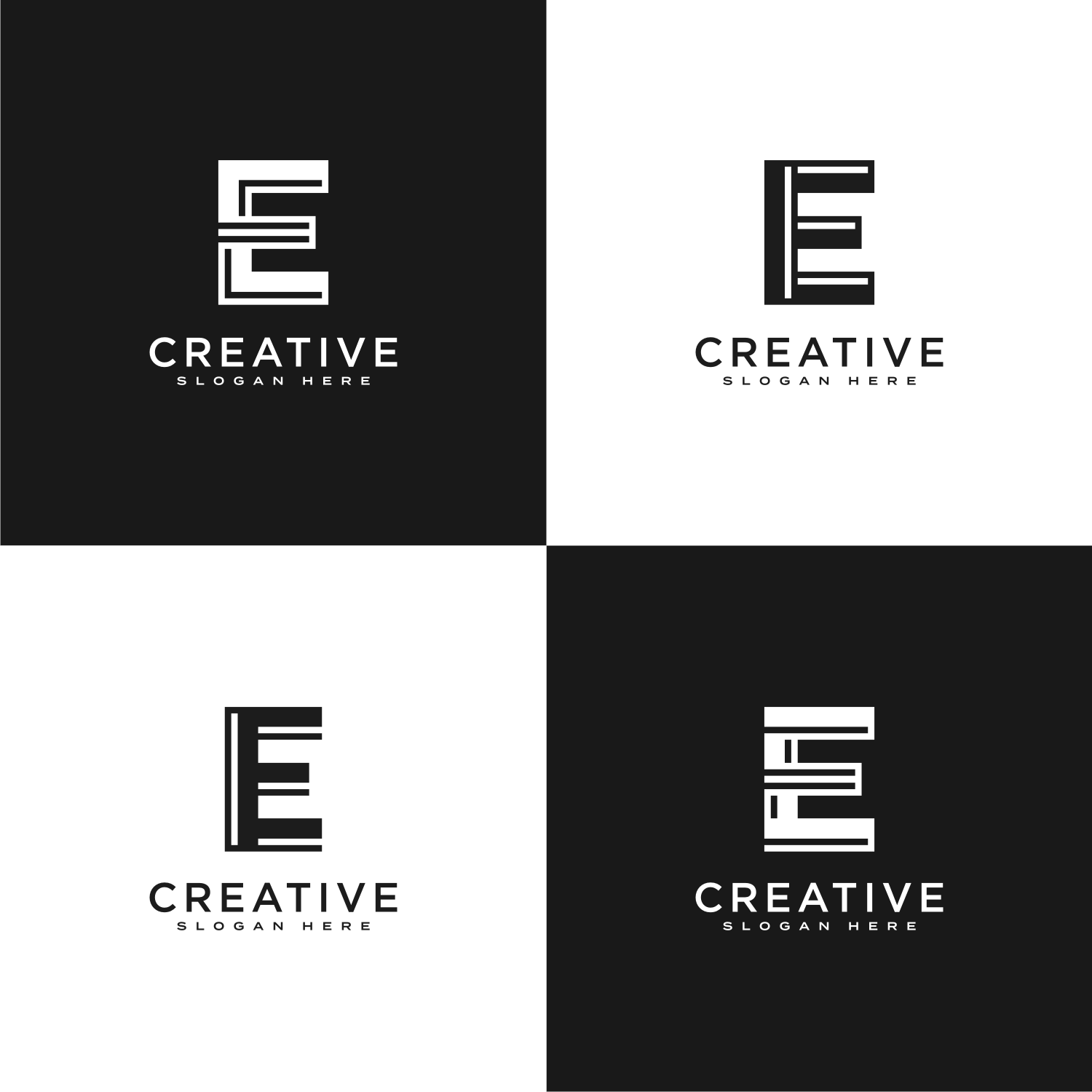 Set of Initial Letter E Logo Design Template