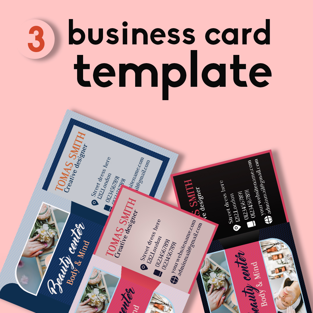 Spa Flyer and Business Card Template previews.