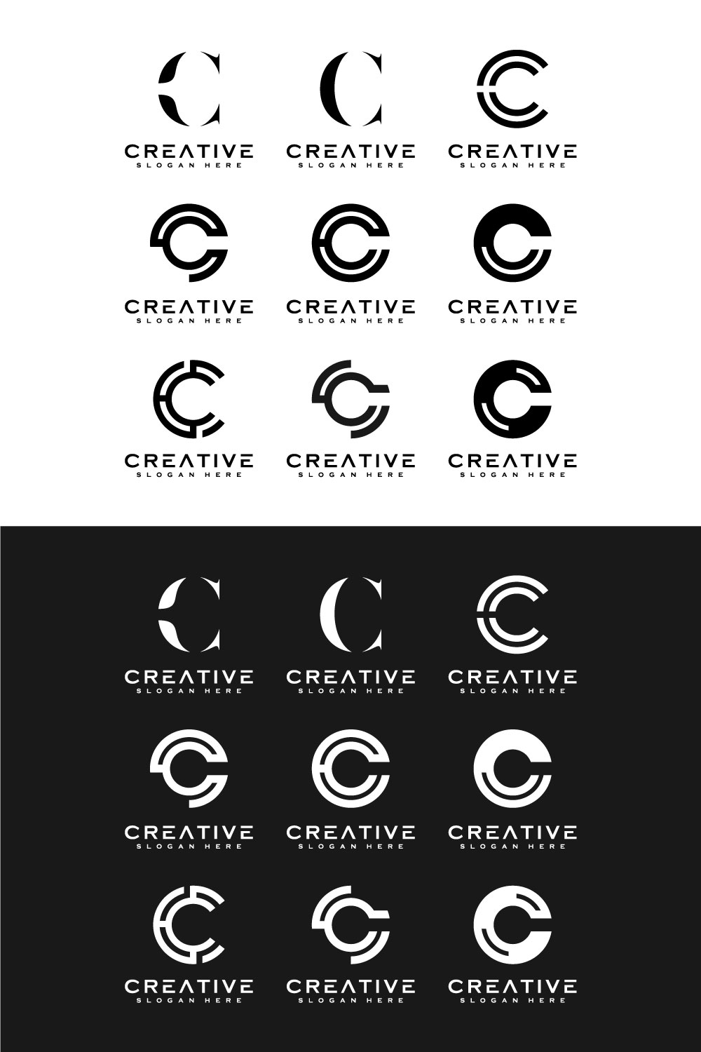 Set of Initial letter C Logo Design Template pinterest image.
