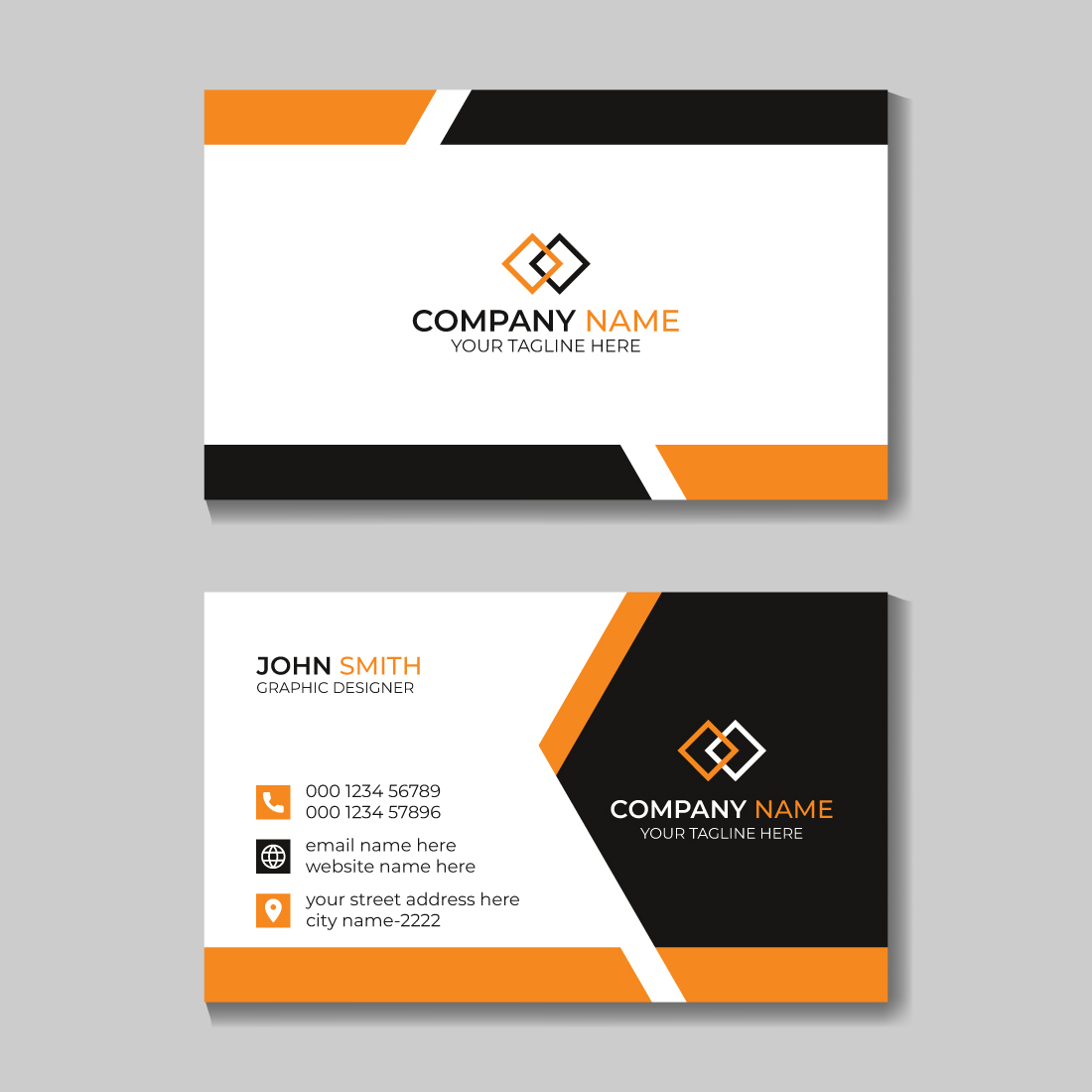 4 Professional Unique And Modern Double-Sided Business Card Design Templates