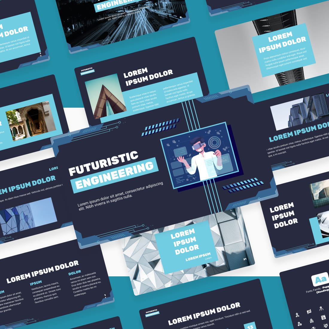 Futuristic Engineering Powerpoint Template cover.