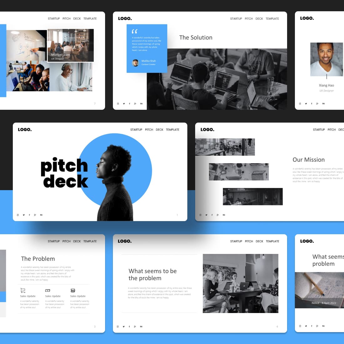 Startup Pitch Deck Powerpoint Template cover.