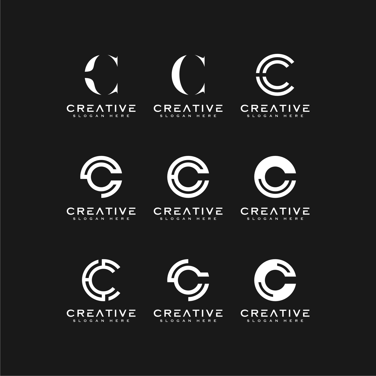 Set of Initial letter C Logo Design Template previews.