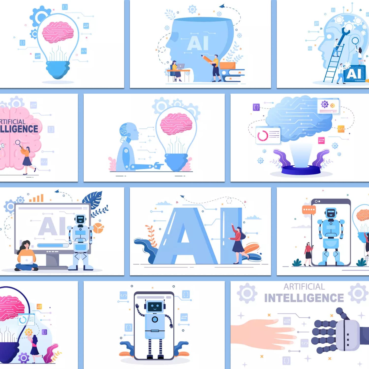Artificial Intelligence Digital Brain Technology Vector Illustrations cover.