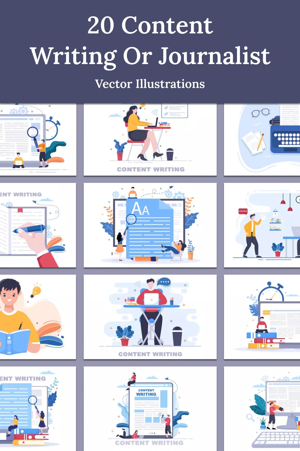 20 content writing or journalist vector illustrations 04